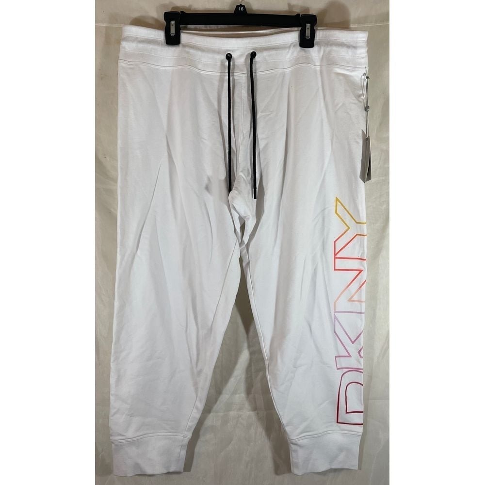 DKNY XL White Gradient Logo Jogger Casual Athletic Loungewear